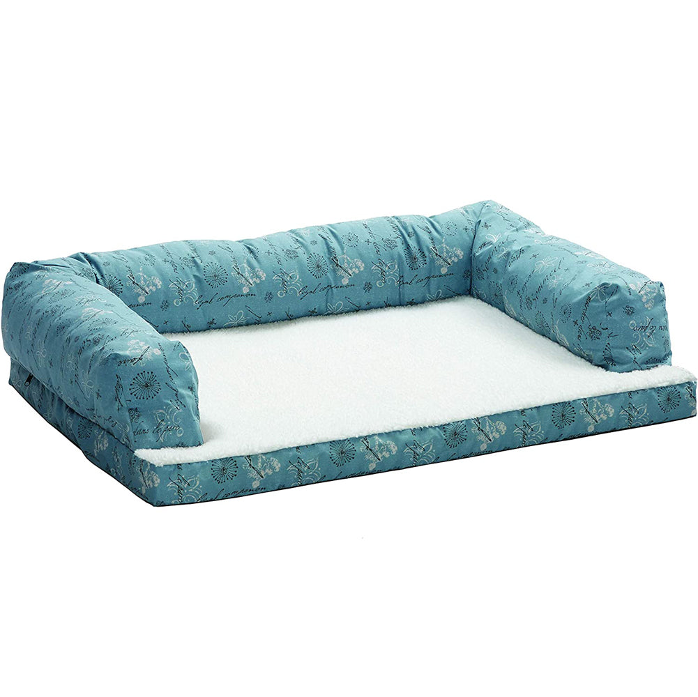 Midwest Homes for Pets, Bolstered Orthopedic Sofa Script, Blue, 30" x 40"