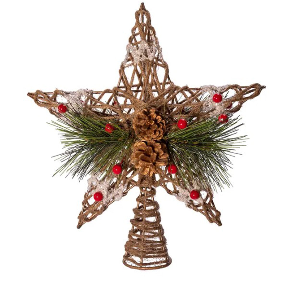 Kurt Adler, Star w/Pinecone Tree Topper, 11"