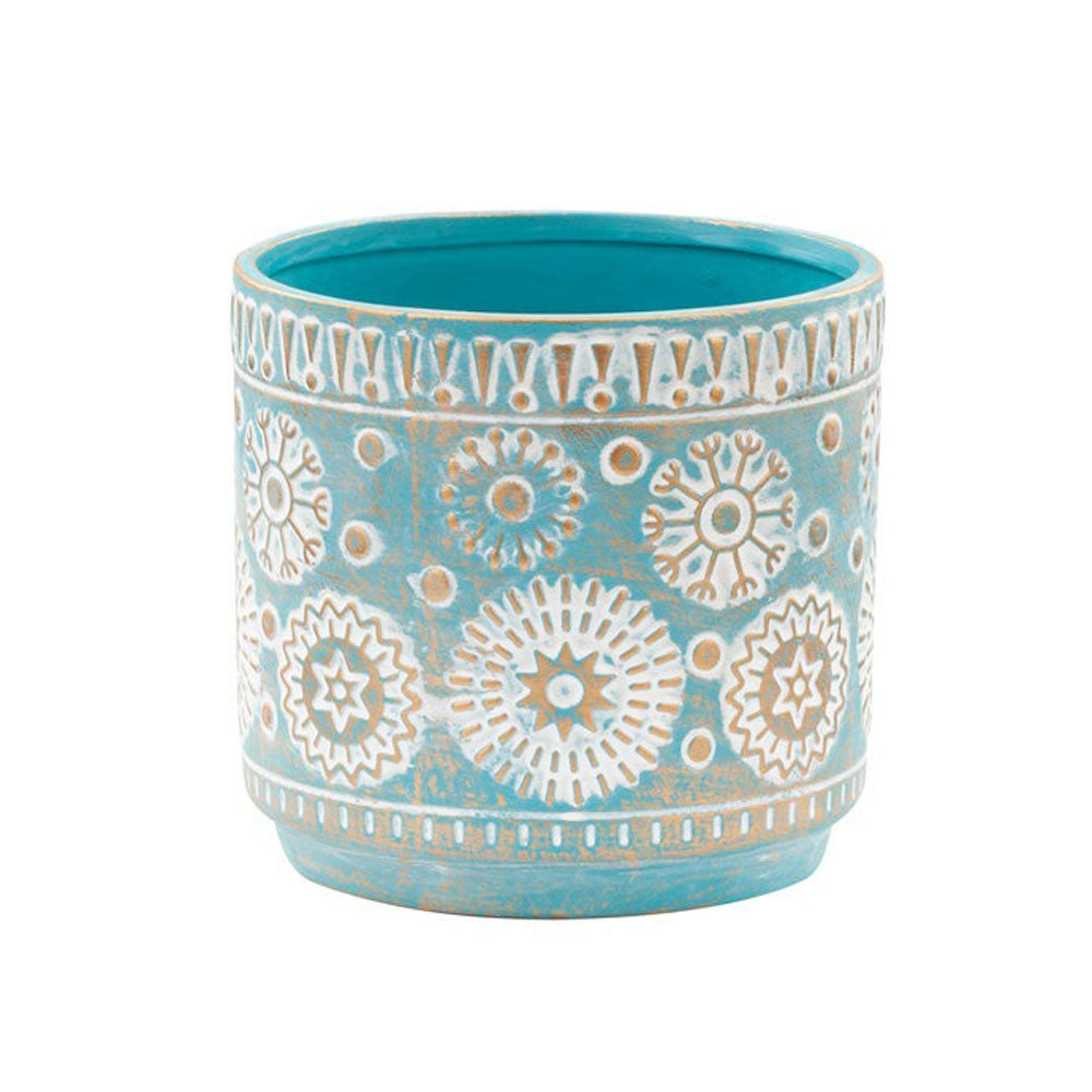 Napco, Blue/Copper Snowflake Planter