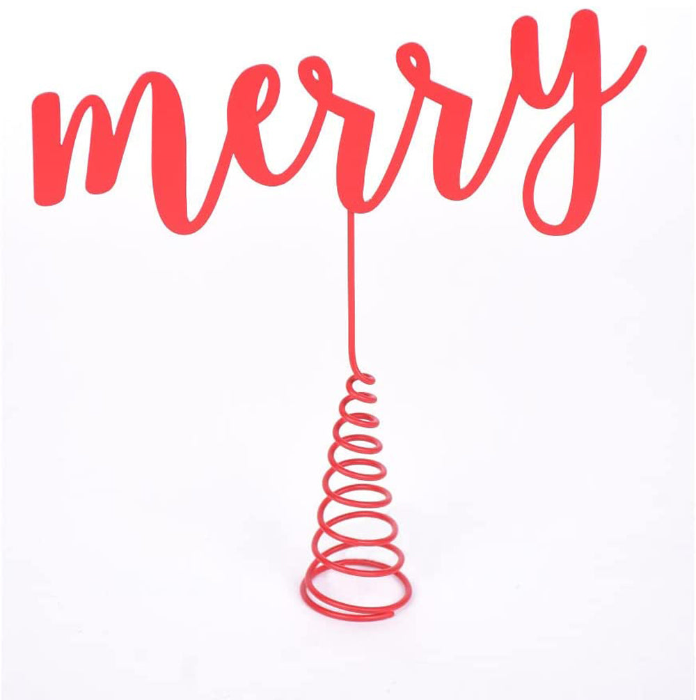 Direct Export, Merry Tree Topper, Red, 10.75"