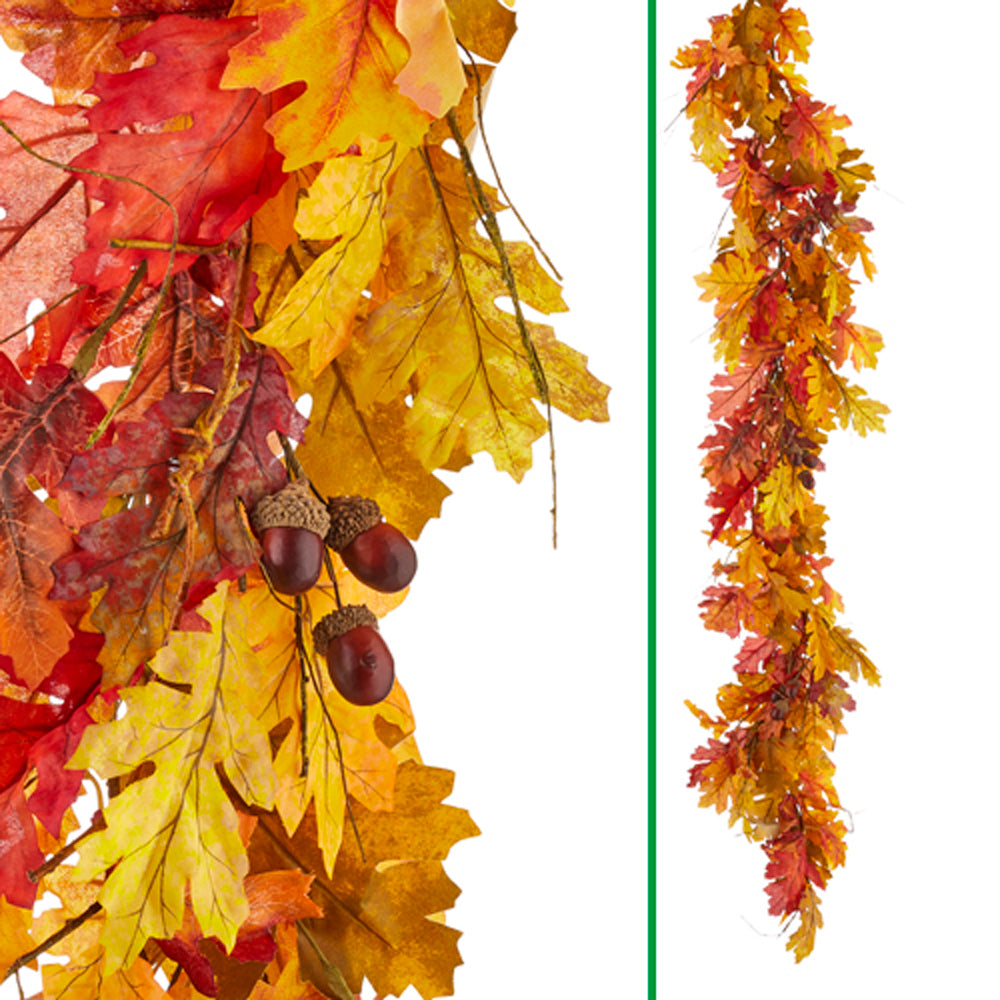 Raz, 5' Oak Leaves & Acorn Garland