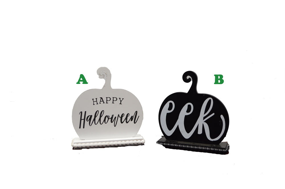 Transpac, Pumpkin Block Décor, White and Black Assorted