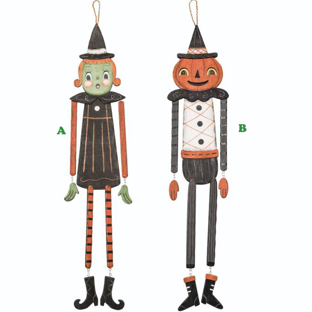 Transpac, Johanna Parker Dangling Pumpkin or Witch, Sold Individually