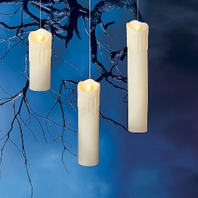 Gerson, Spooky Halloween Hanging Candles, B/O, Set of 3