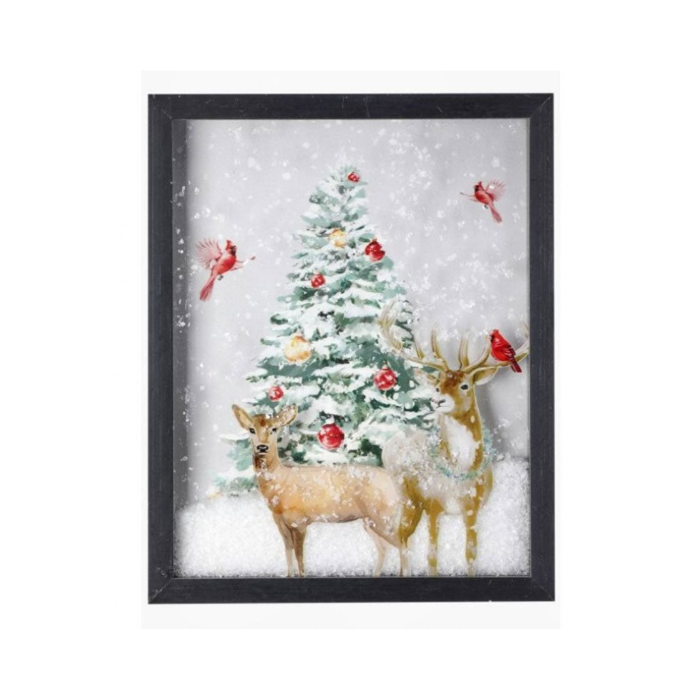 Regency, Acrylic Reindeers and Cardinals Snowy Wall Art, 9.5'' x 12''