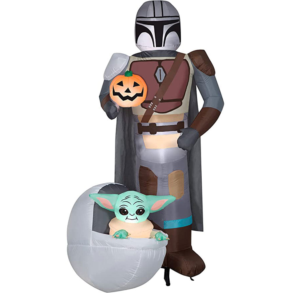 Gemmy, Mandalorian & The Child w/Pumpkin inflatable, 6.5' Tall
