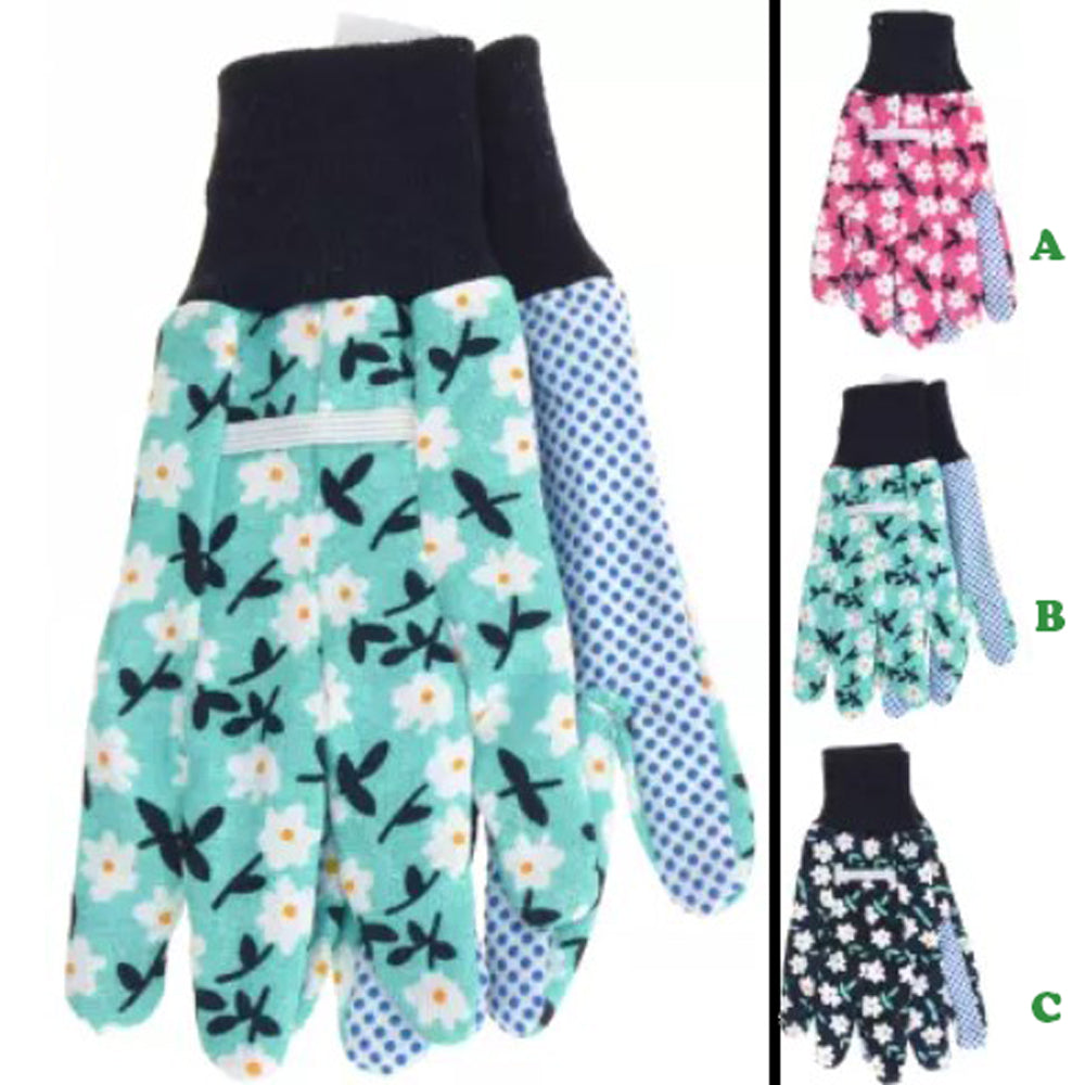 Pro Garden, Floral with Grip Dot Gloves, Assorted and Sold Separately