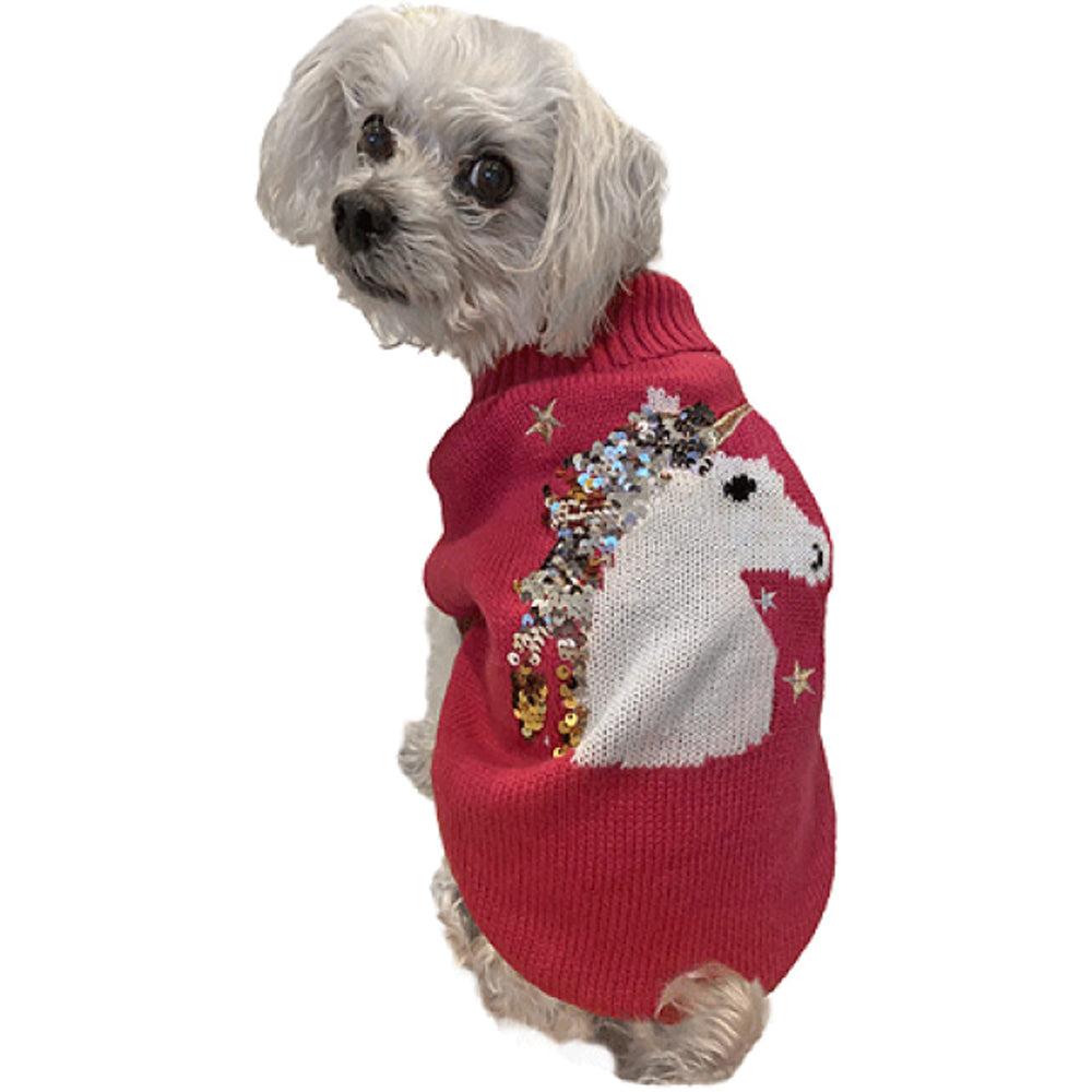 Fashion Pet, Unicorn Sequin Sweater, Fuchsia