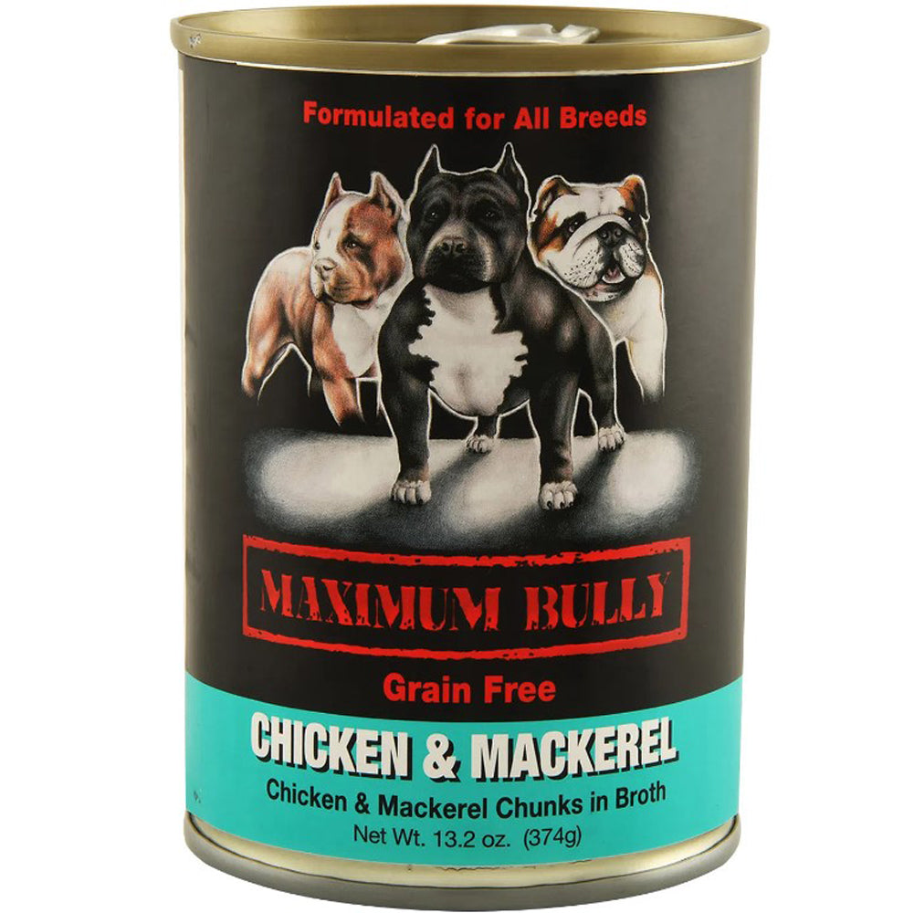 Maximum Bully, Chicken/Mackerel Chunks in Broth, 13.2 oz.