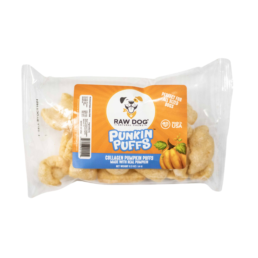 Raw Dog Natural Chews, Beef Collagen Pumpkin Puffs, .5 oz.