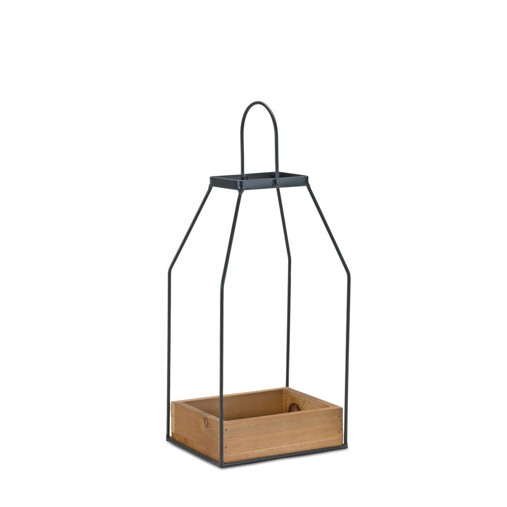 Melrose International, Open Lantern, Iron/Wood, Small