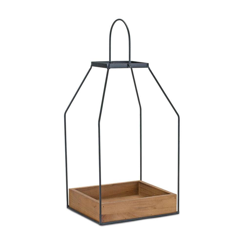 Melrose International, Open Lantern, Iron/Wood, Large