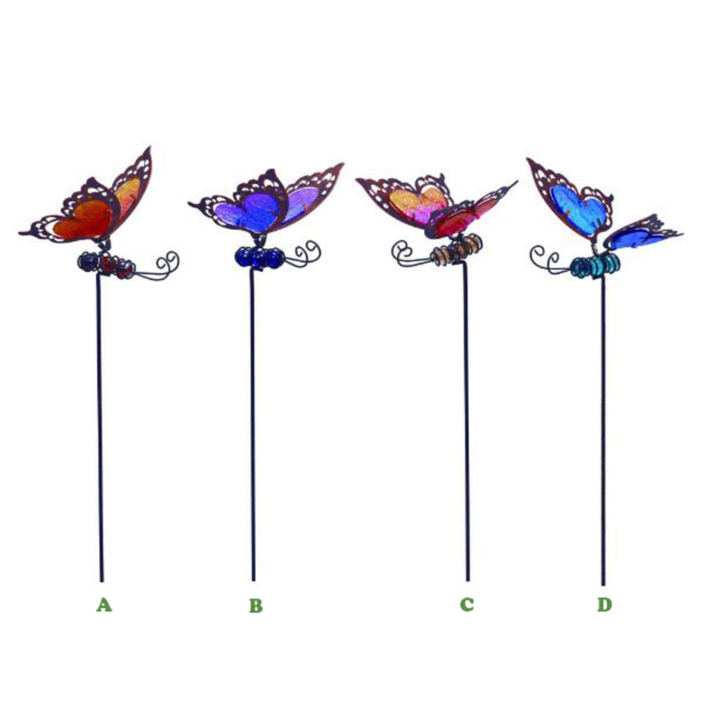 Transpac, Butterfly Yard Stake, Metal/Glass, Assorted & Sold Separately