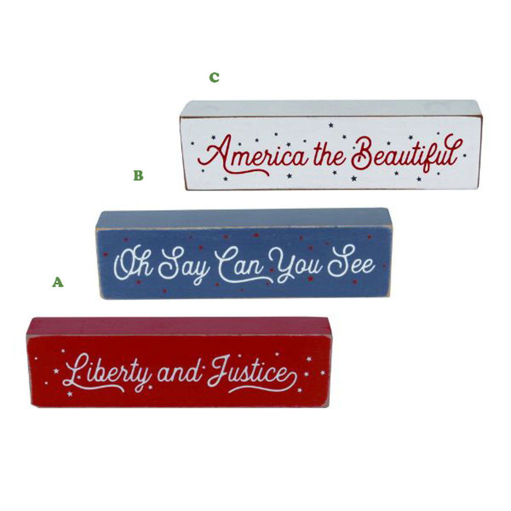 Transpac, Patriotic Block Decor, Assorted & Separately
