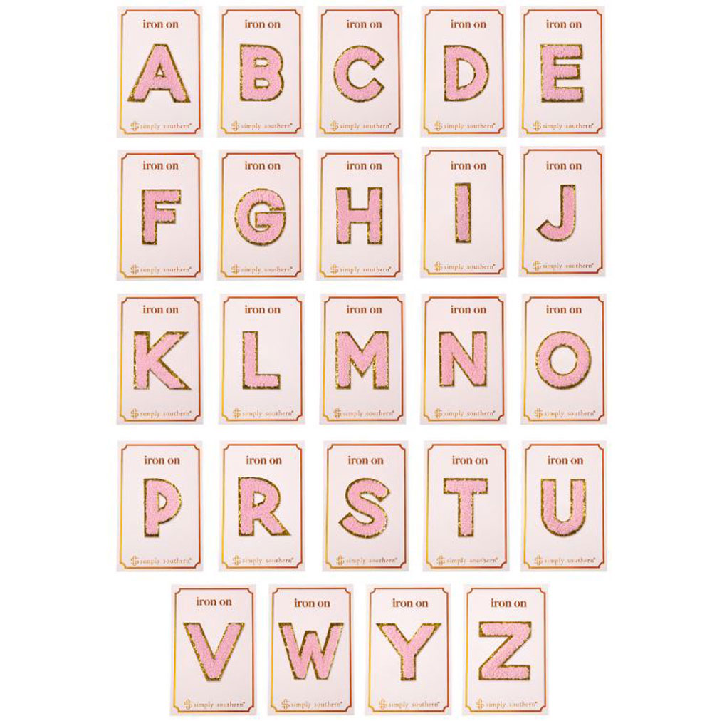 Simply Southern, Pink Initials Patches, Assorted & Sold Separately