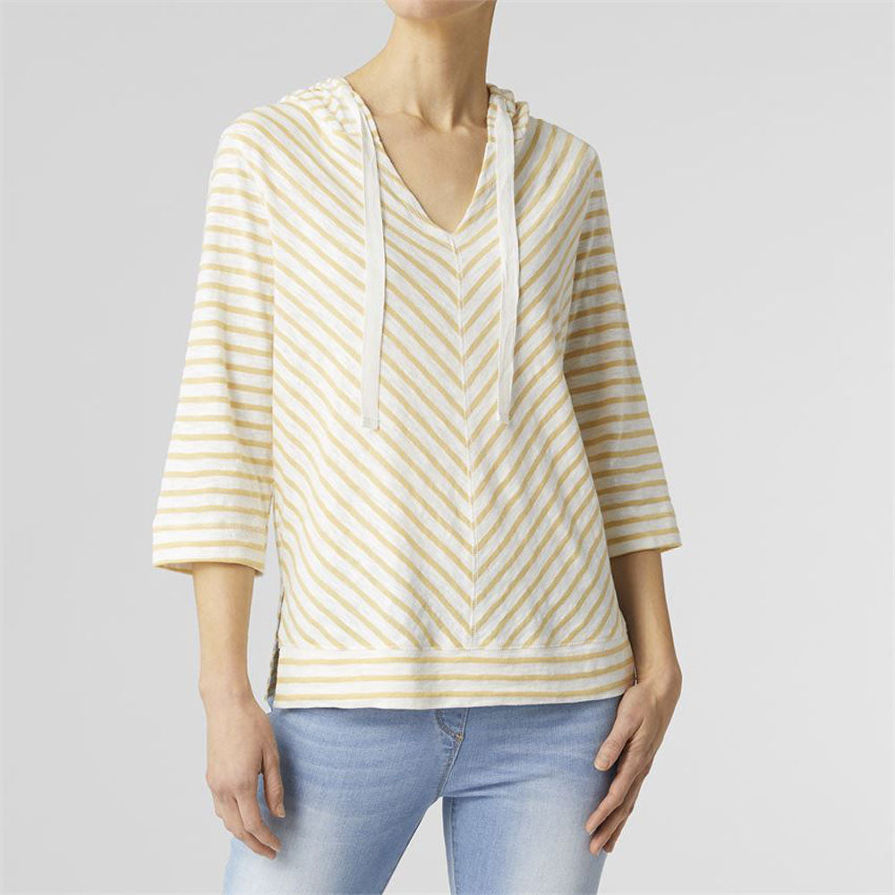 Coco + Carmen, Paulie Striped Hooded V-Neck Top