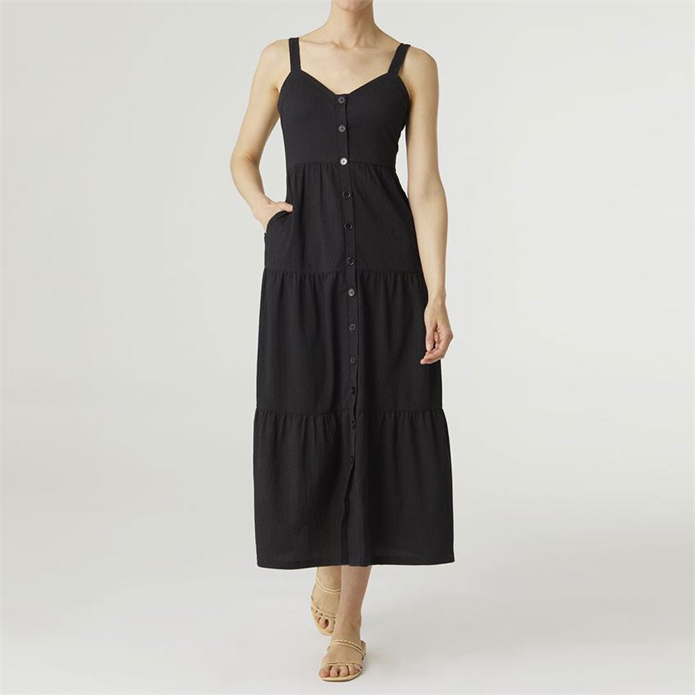 Coco + Carmen, Gauze Button Front Dress, Black