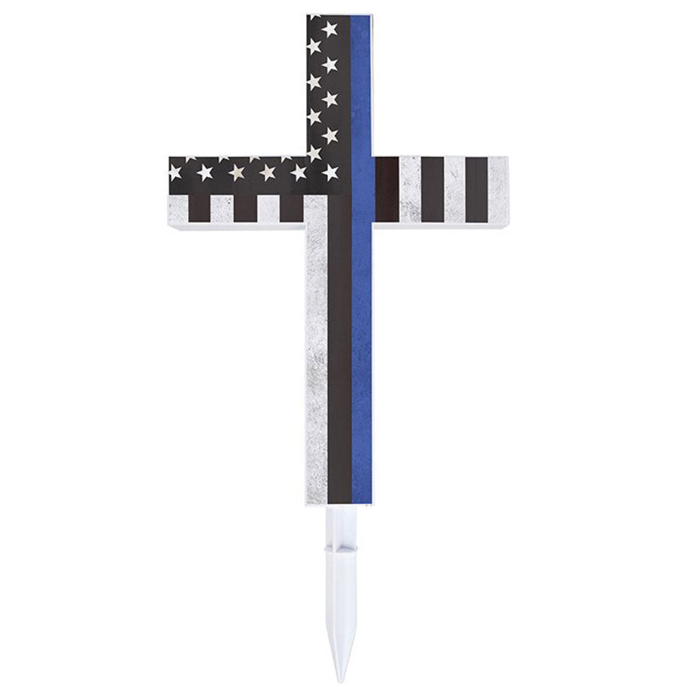 Carson, Thin Blue Line Solar Cross Stake