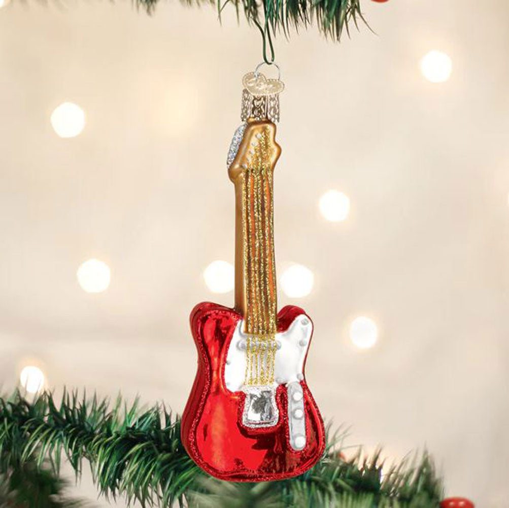 Old World, Red Electric Guitar Ornament
