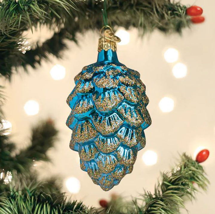 Old World, Blue Ponderosa Pine Cone Ornament