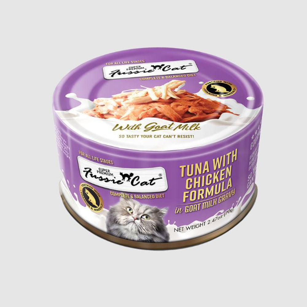 Fussie Cat, Tuna & Chicken W/Goat Milk, 2.47 oz.