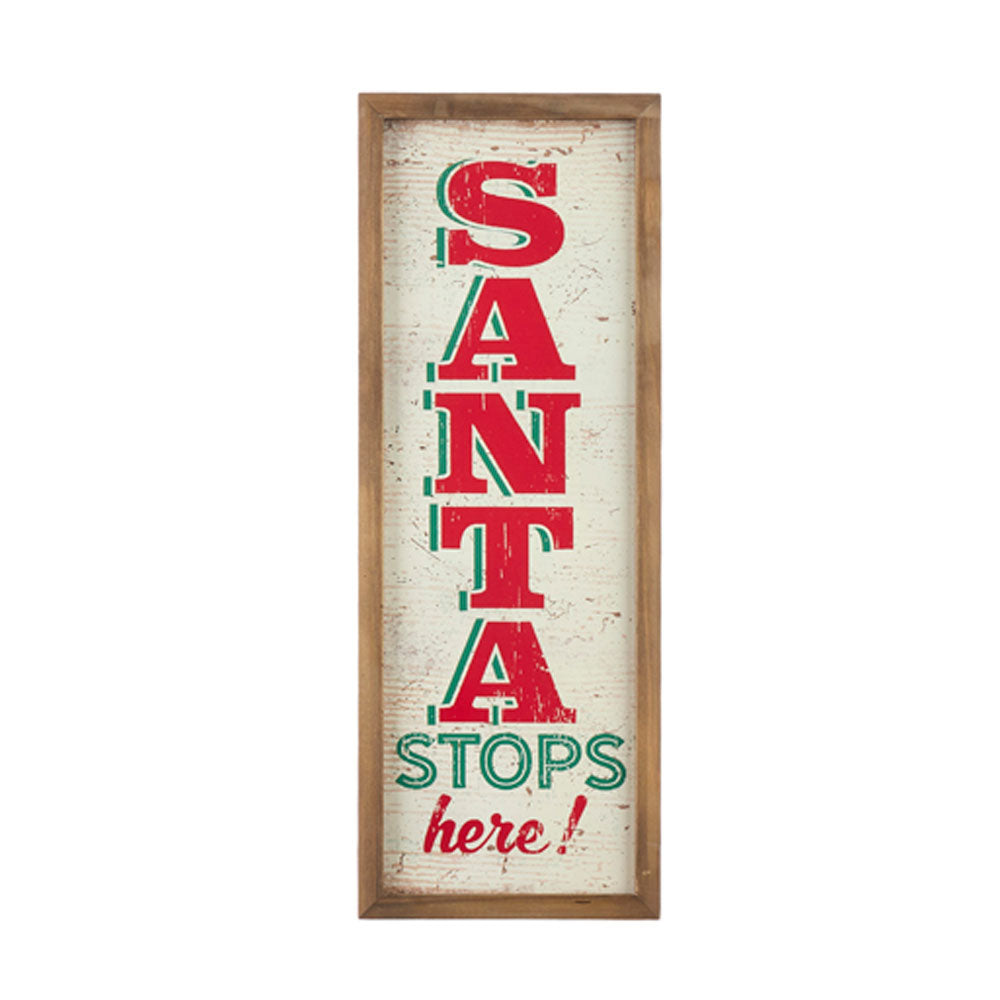 Raz Imports, 24.75'' Santa Stops Here Wood Framed Wall Art
