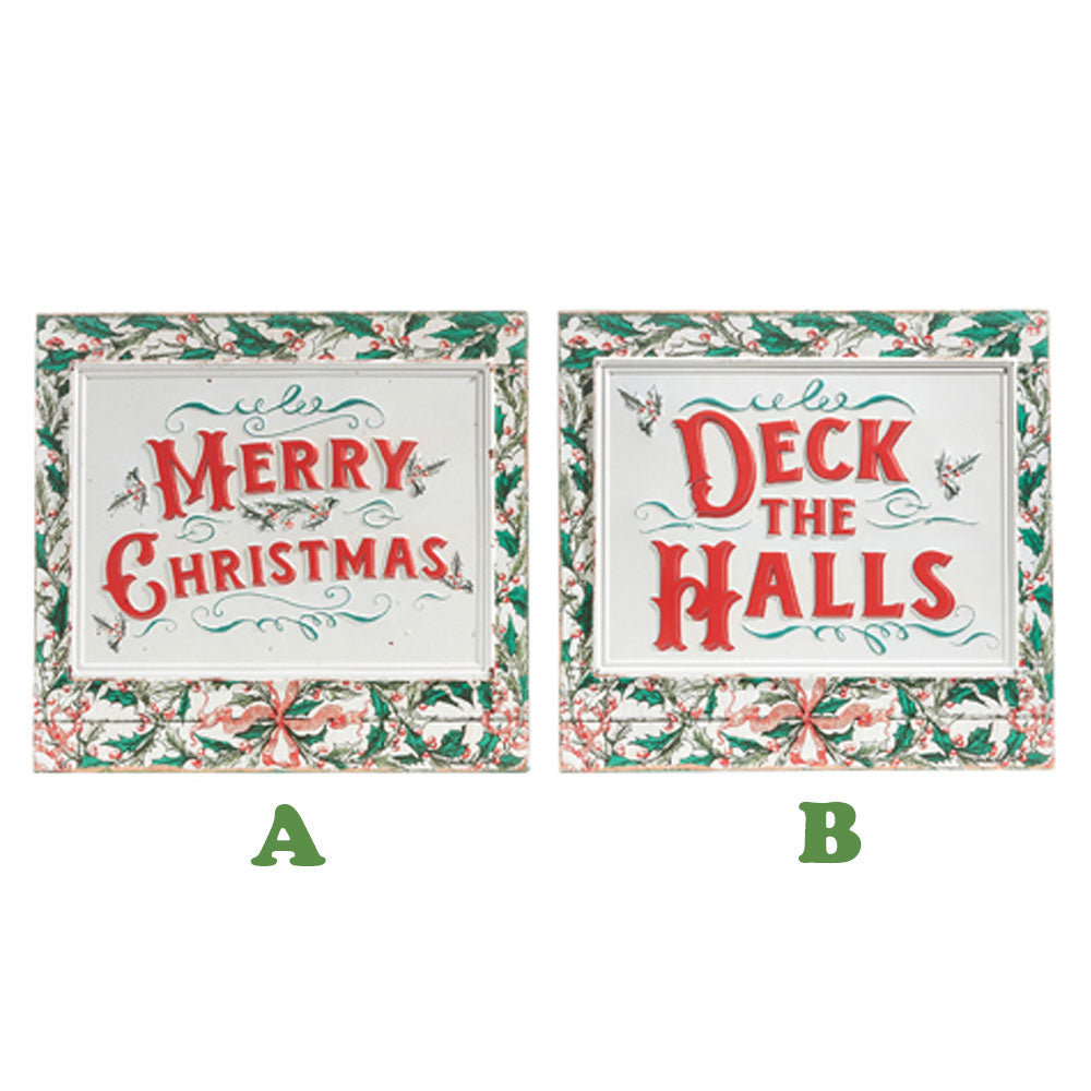 Raz Imports, 16.75'' Holiday Greetings Embossed Wall Art, Assorted and Sold Separately