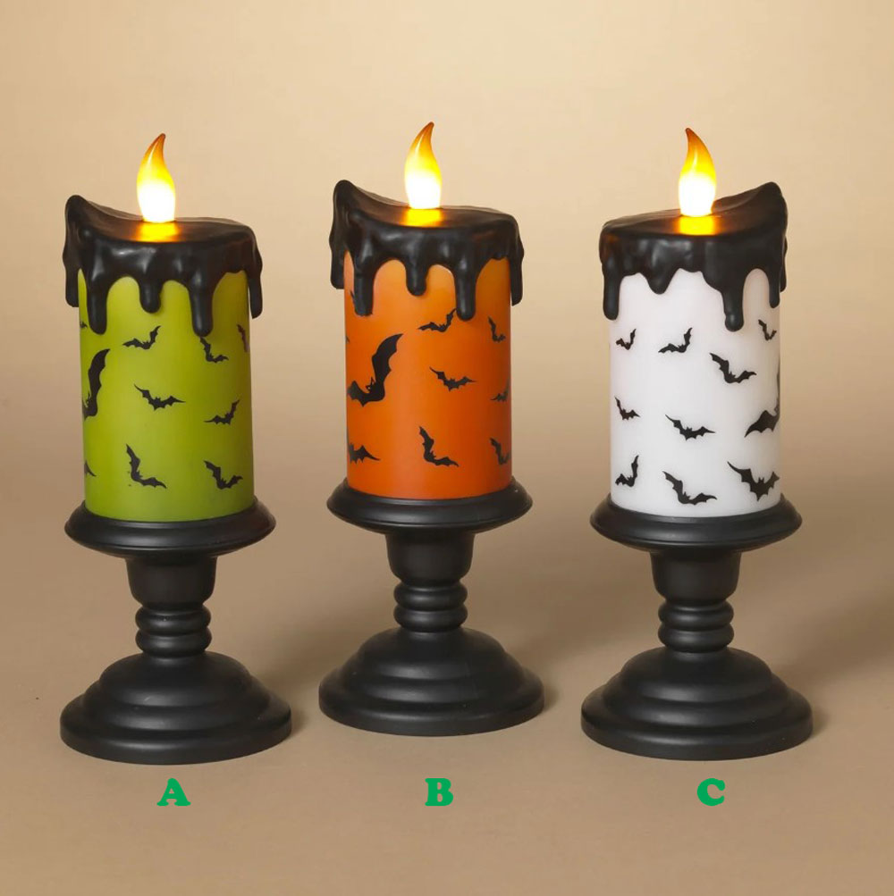 Gerson, 9.8"H B/O Lighted Halloween Candle w/ Bats, Assorted and Sold Separately