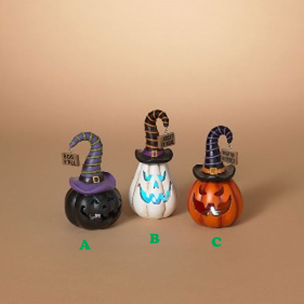 Gerson, B/O Halloween Pumpkins with Sign, Assorted and Sold Separately