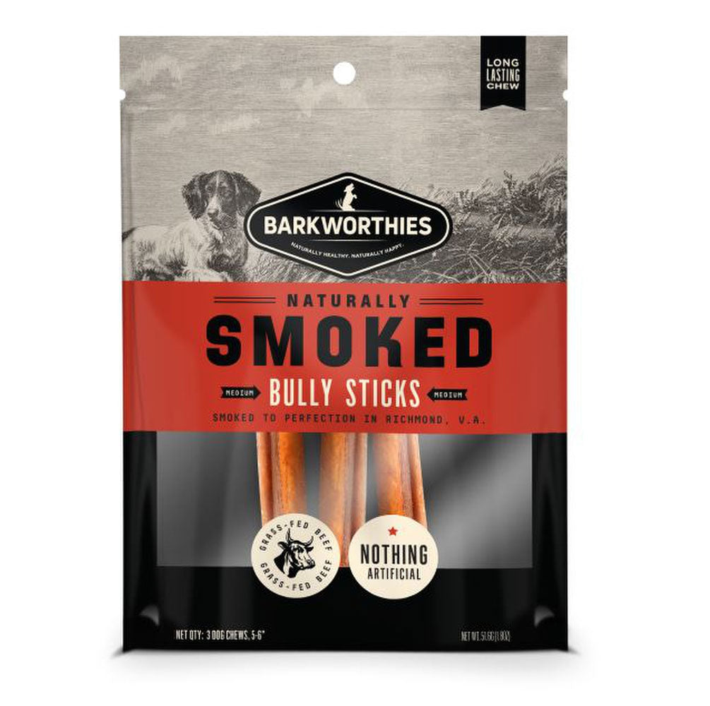 Barkworthies, Smoked Bully, 6", 3 Pack
