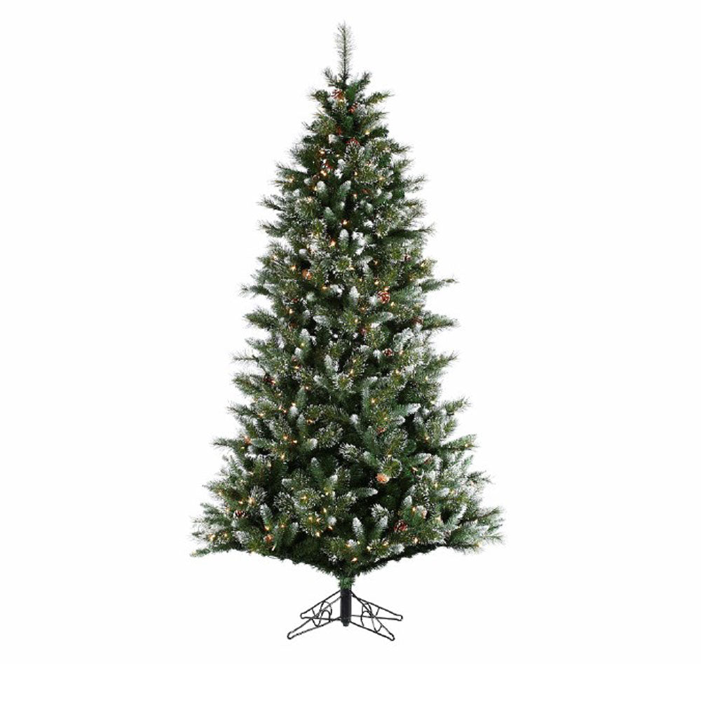 Direct Export, 7.5' Slim Mix Snow Pine w/ Cones, Clear