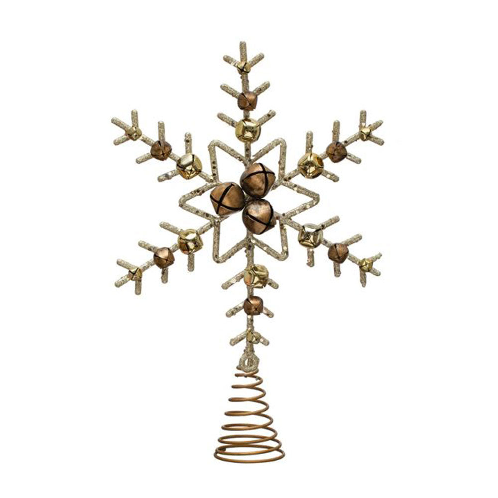 Creative Co-Op, Plastic & Metal Star Tree Toppers W/Jingle Bells & Glitter