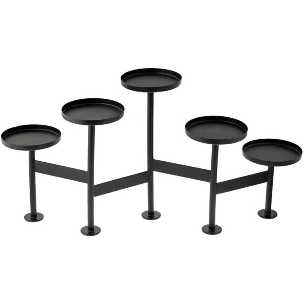 Karma, Metal Five Pilar Candle Holder, Black