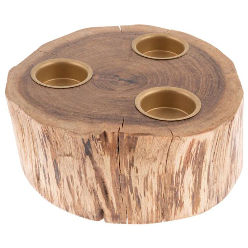 Karma, Round Aspen Wood Candle Holder