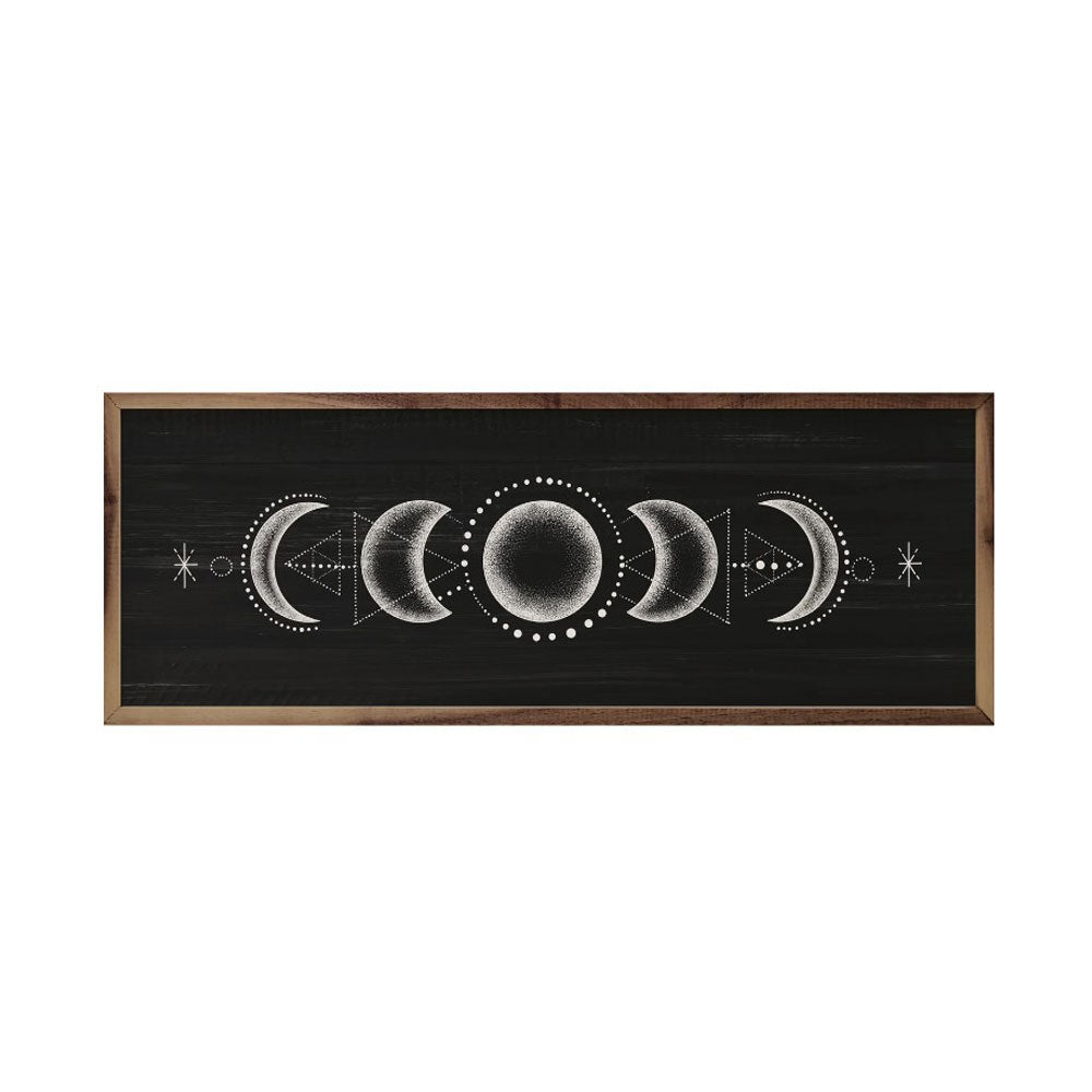 Kendrick Home, Boho Moon Phase Art, Black, 24'' x 8''