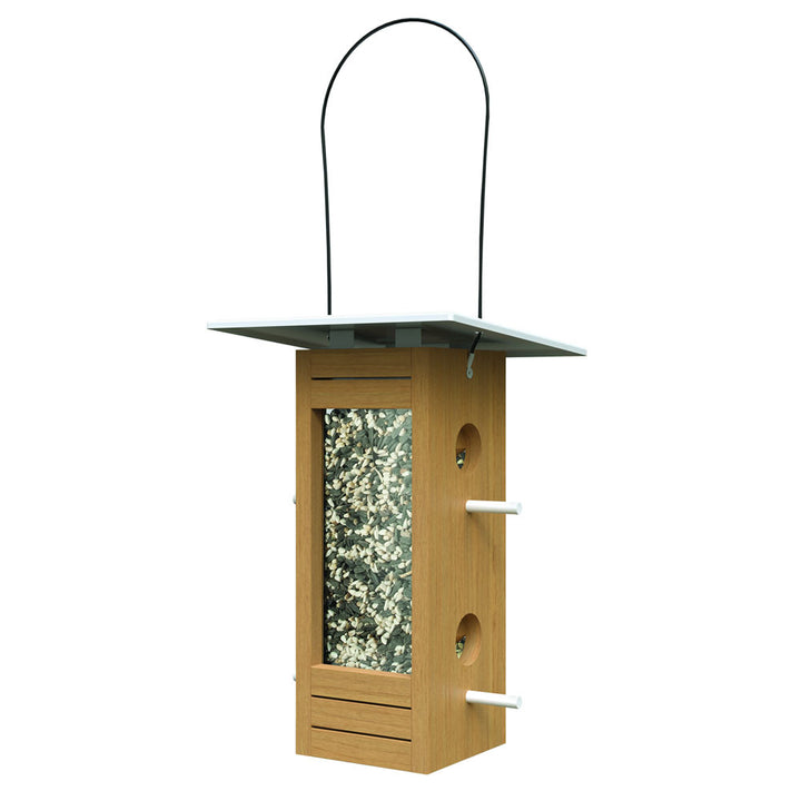 Nordic, Tall Hopper Feeder, Teak/White