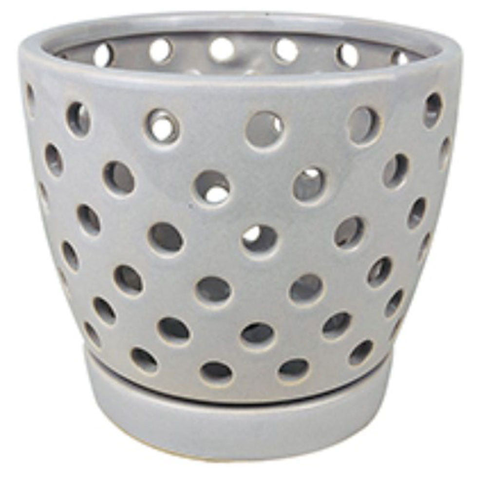 Border Concepts, 5.5" Pierced Orchid Pot, Gray
