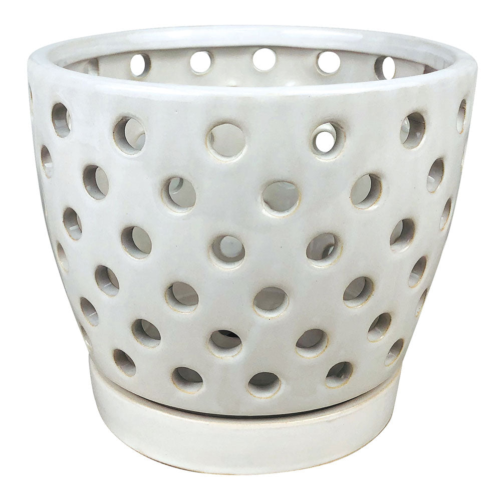 Border Concepts, 5.5" Pierced Orchid Pot, White