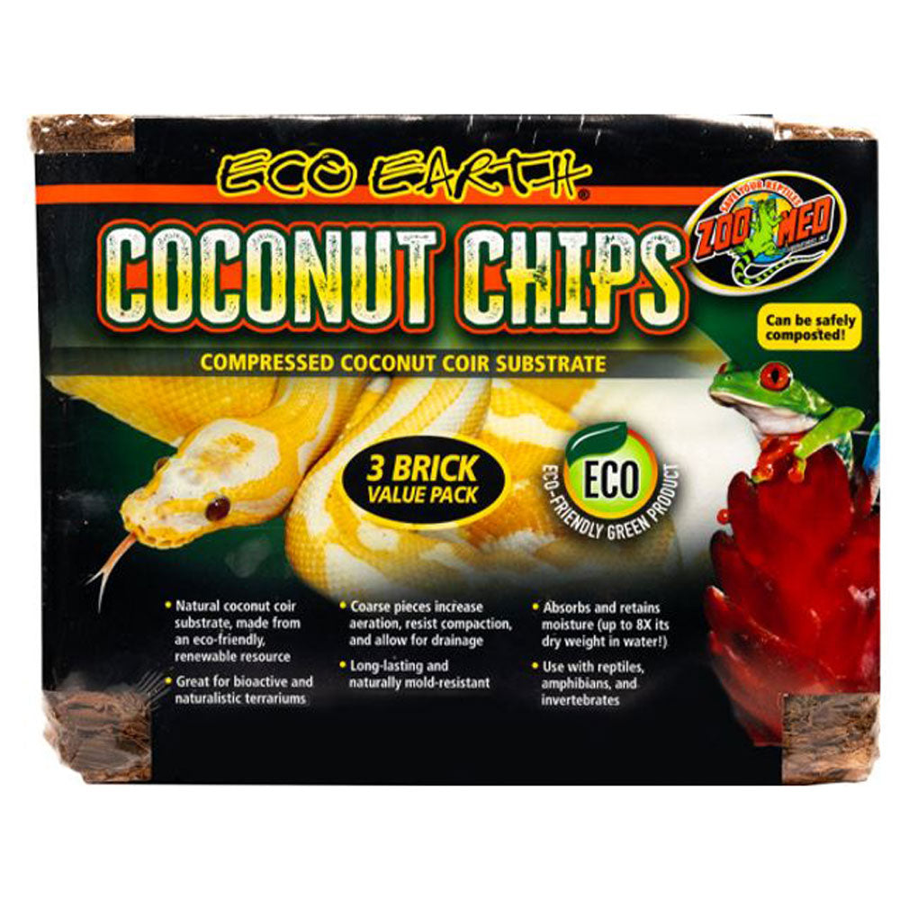 Zoo Med, Coconut Chips 500G, Brick 3 Pack