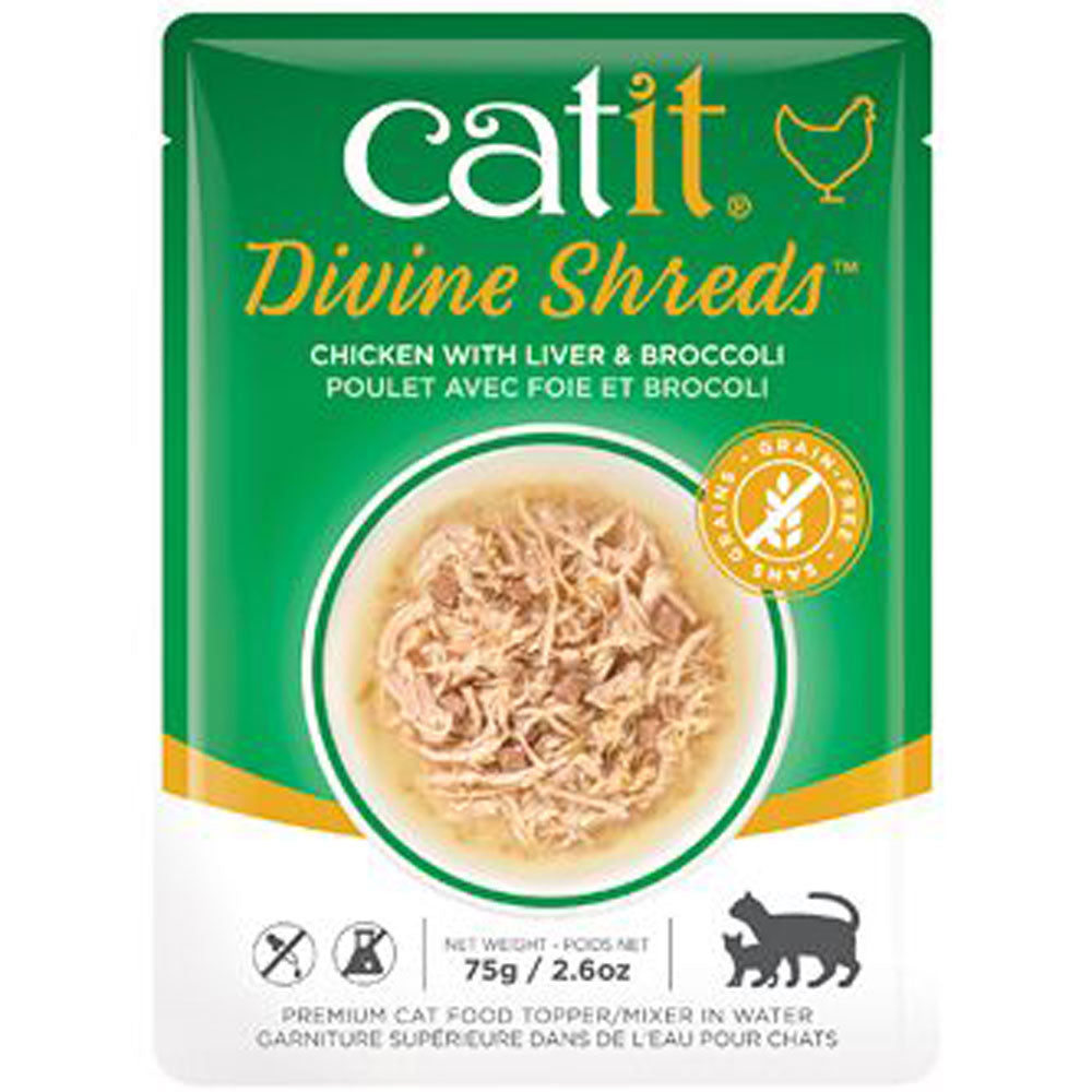 Catit, Divine Shreds Chicken Liver & Broccoli