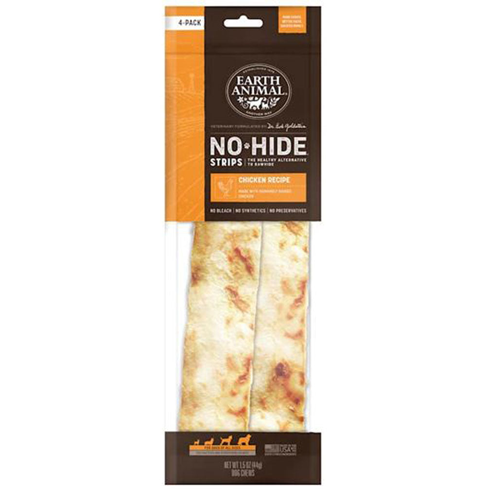 Earth Animal, No Hide Strips, Chicken 4 Pack