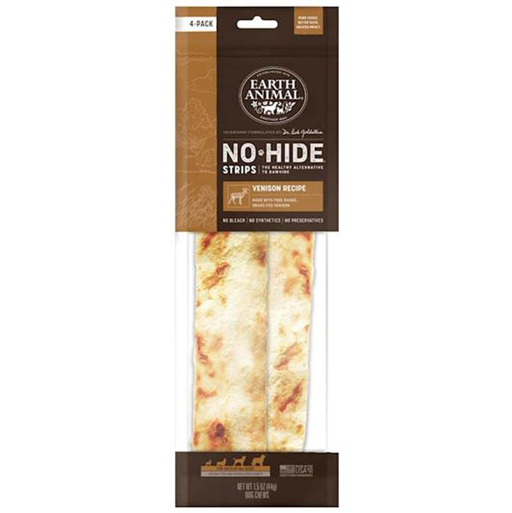 Earth Animal, No Hide Strips, Venison 4 Pack