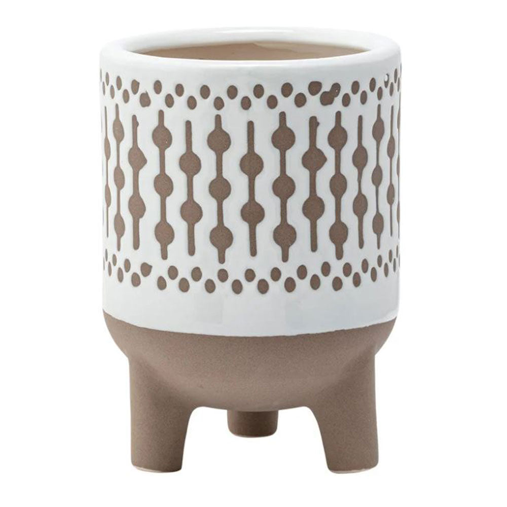 Napco, White Lattice Brown Footed Planter