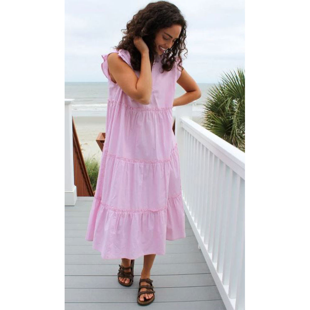 Simply Southern, Pink Embroidered Maxi Dress