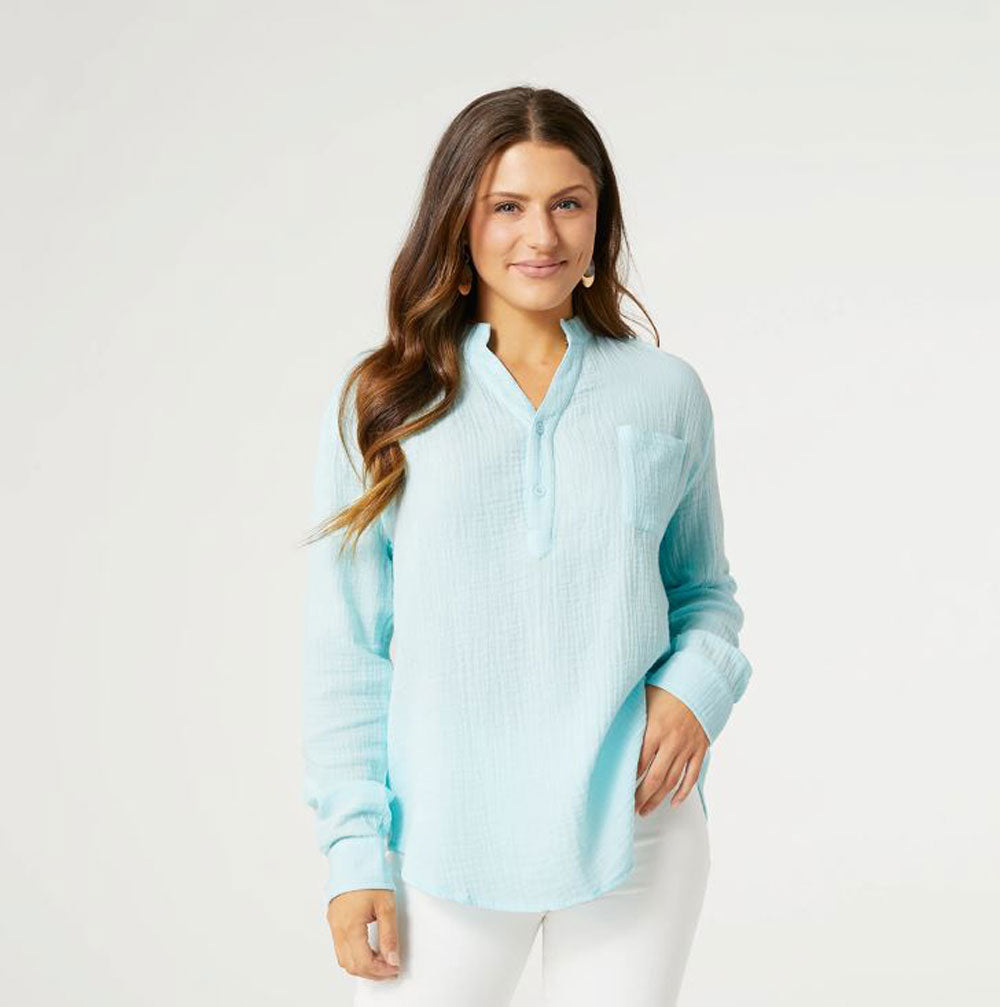 Coco+Carmen, Azaria Gauze Top, Aqua