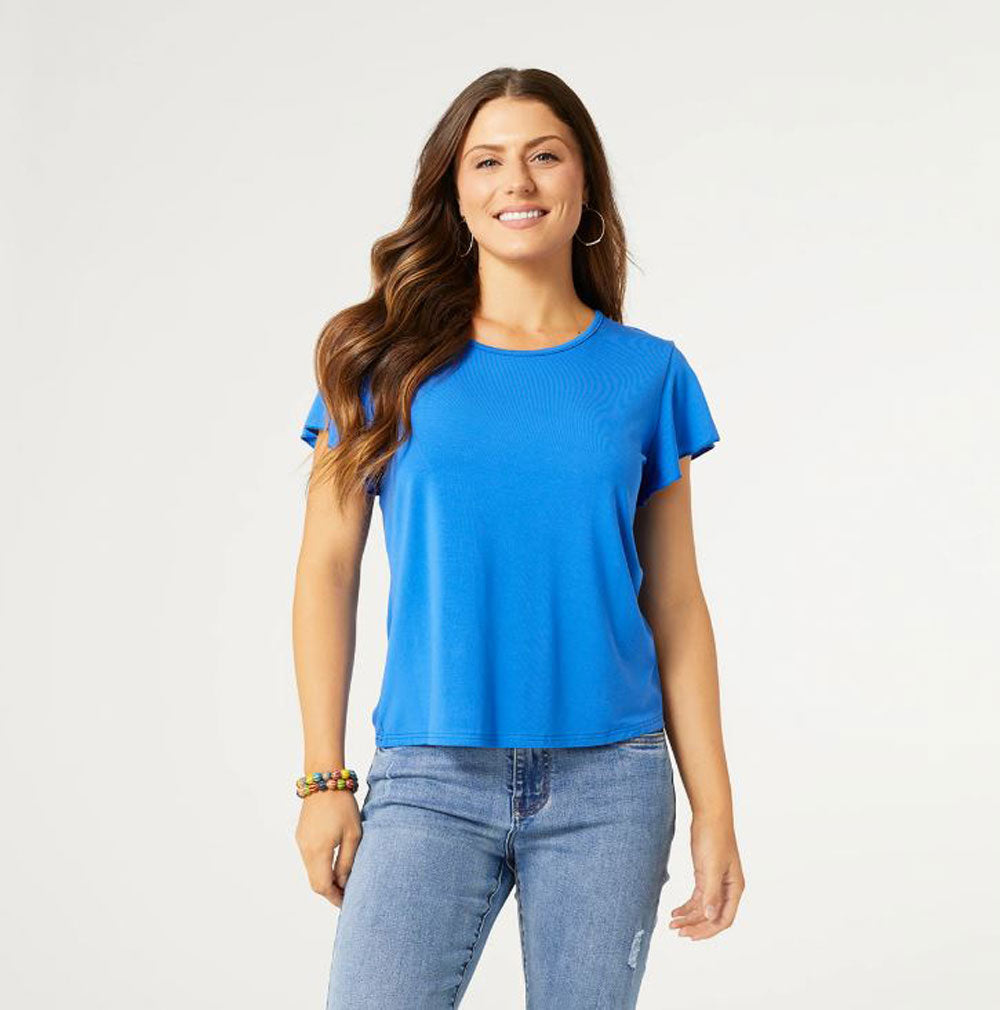 Coco+Carmen, Avery Flutter Sleeve Tree, Cobalt