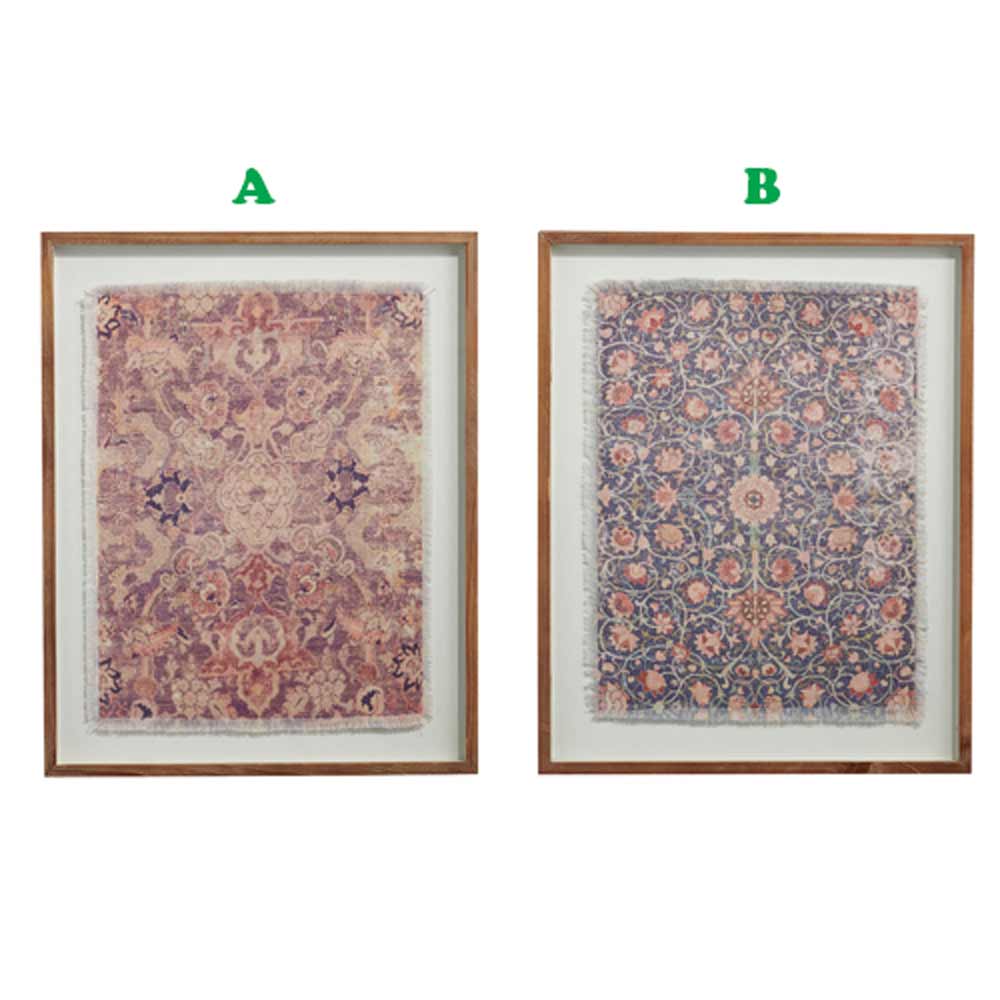 Raz, Kilim Pattern Framed Fabric Print, Assorted & Sold Separately