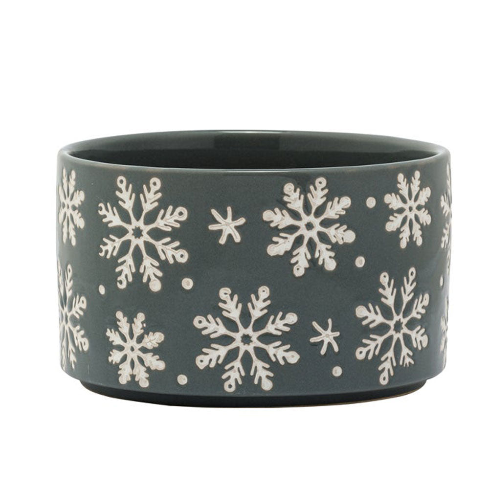 Napco, Gray/White Snowflake Planter, Small