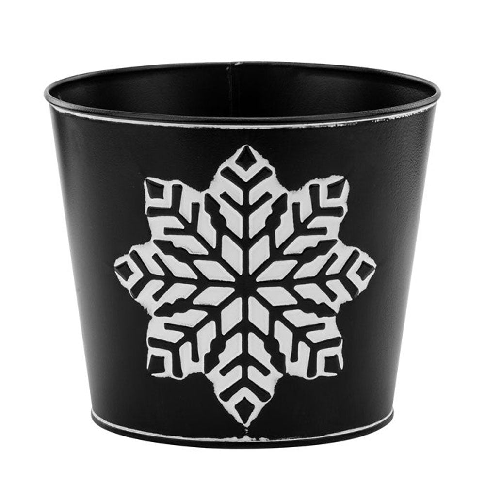 Napco, 6.5" Black Snowflake Pot Cover