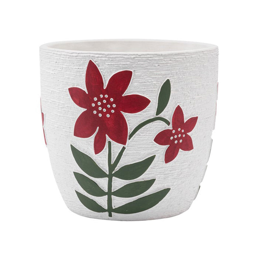 Napco, Red Pointsettia White Planter
